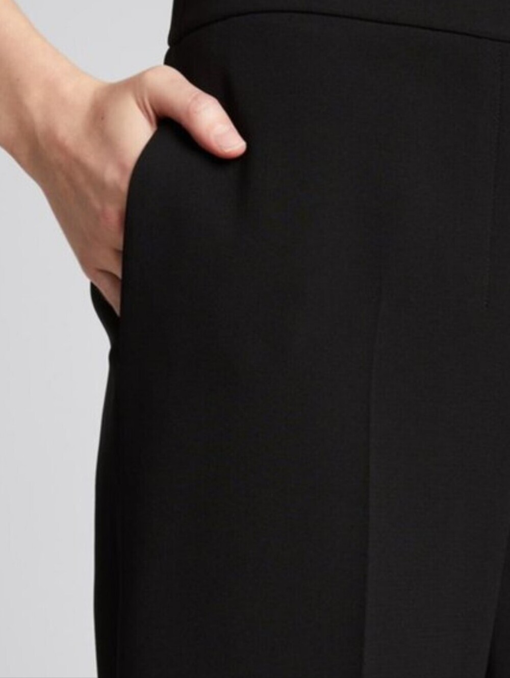Theory Wide Pull On Caliber Black Wide-Leg Cropped Linen Blend Ankle Pants Sz L - Picture 3 of 8